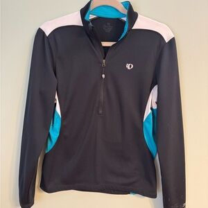 Pearl Izumi Teal and Black Activewear Top back zip fits M/L